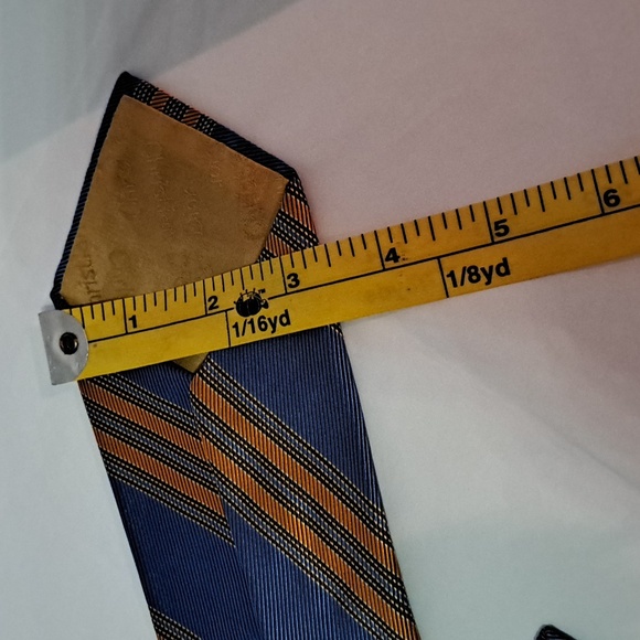 Vintage Christian Dior Tie. Italian Made. 100% Silk. Blue/Orange design. - Picture 5 of 7